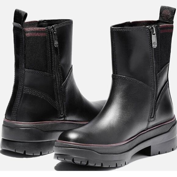 Timberland Malynn Black Full Grain Leather Chukka Boots 7 Waterproof Womens NEW - Picture 1 of 8